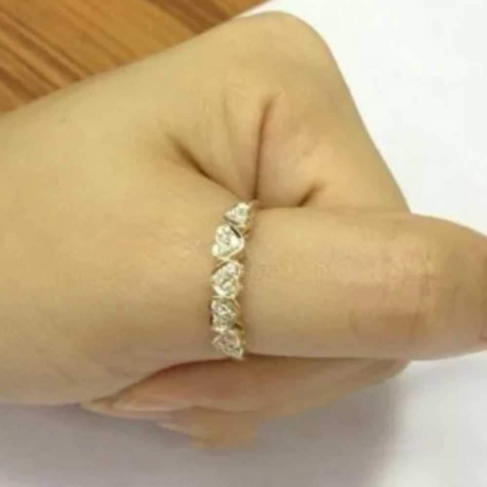 3/$40 14k Gold White Sapphire Gemstone Heart Ring Size 8